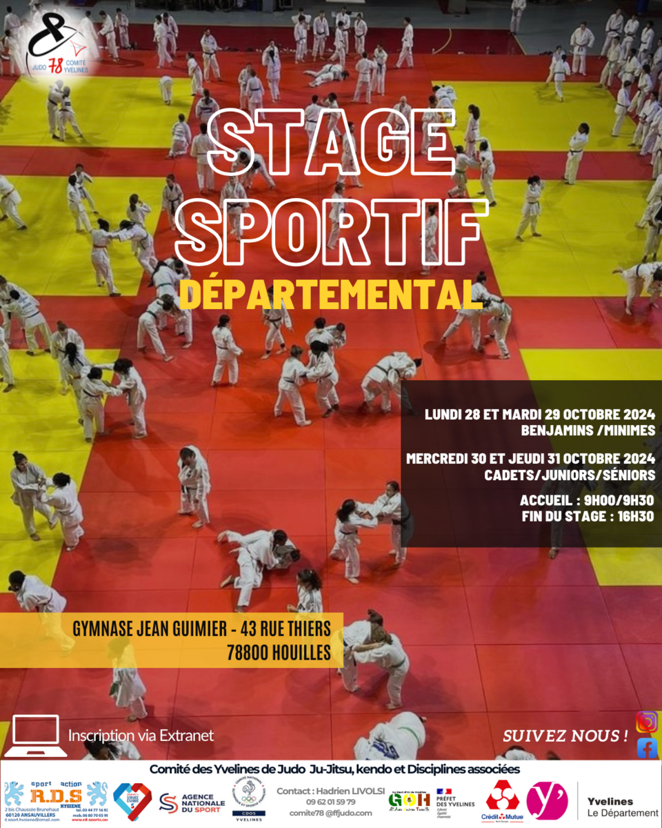 Stage Sportif Départemental - Du 28 au 31 Octobre 2024 - Houilles